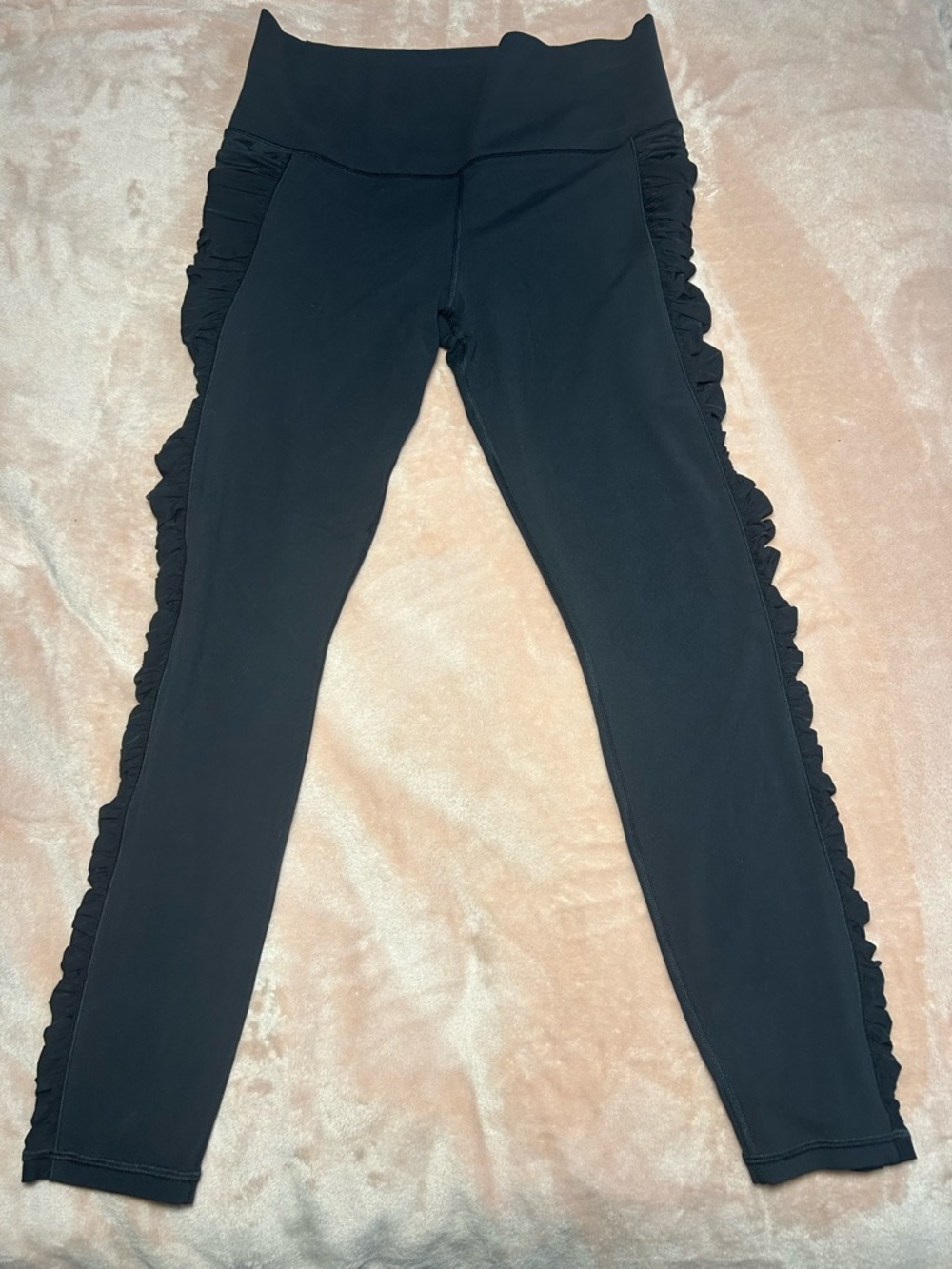 Athleta Black Side-Ruffle Leggings